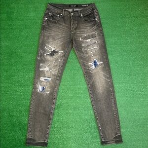 Mens purple brand jeans distressed black size 30 (used)